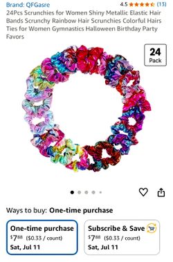 24Pcs Scrunchies for Women Shiny Metallic Elastic Hair Bands Scrunchy Rainbow Hair Scrunchies