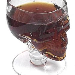 Rare Clear Thick Glass Skull Cup 