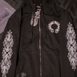 Authentic Chrome Hearts Hoodie (BLK/WHITE) With Tags/Bags - MEDIUM 