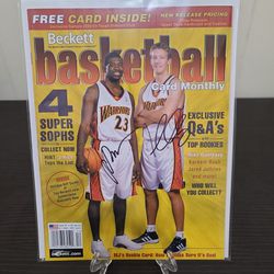 Signed 2002 Warriors NBA basketball Beckett magazine 