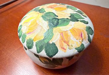 Handmade Floral Painted Wooden Trinket Box