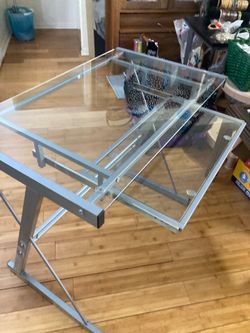 30 inches tall computer table with two glass top $40