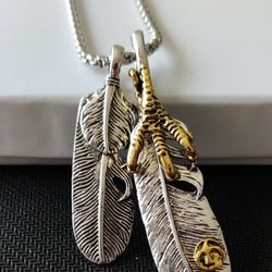 Eagle Claw Feather Pendant Necklace