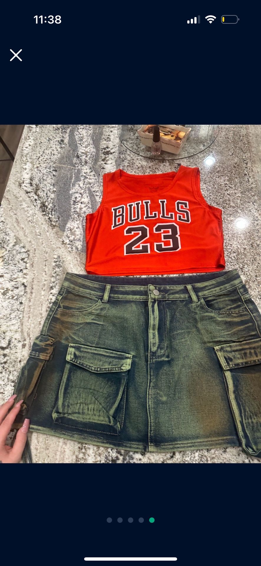 Y2k Denim Mini Skirt & Crop Top