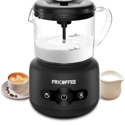 Electric Milk Frother, Fricoffee Milk Steamer Hot and Cold Foam Maker 5.07oz Foaming 10.14oz Heating, Detachable Milk Frother &Heater with Stand Stain