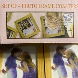 Set Of 4 Wooden Photo Framed Coasters