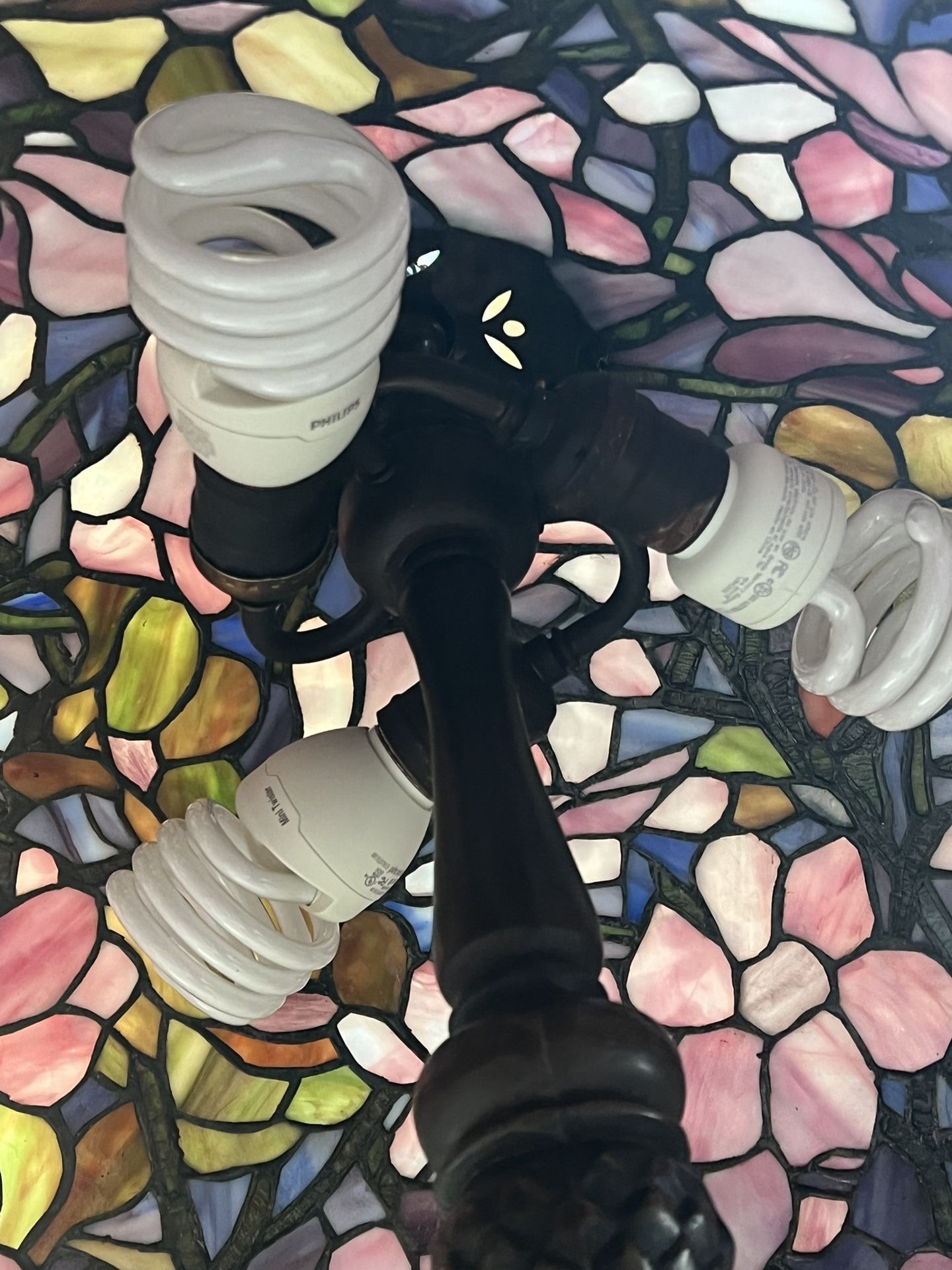 large Tiffany Style lamp measuring 27” tall and lamp shade is