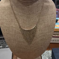 Vintage sterling silver bib necklace triangular fringe made in Italy 