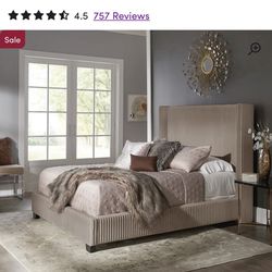 Velvet Upholstered Queen Bed