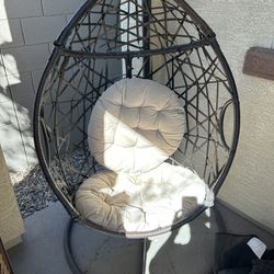 White Pillow Hanging Egg Chair