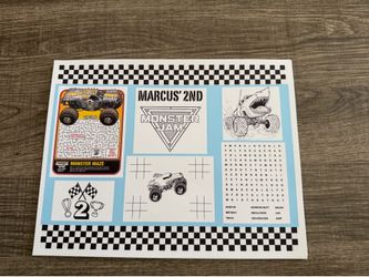 Monster Jam Birthday Coloring Placemats