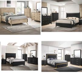 4- Pc Bedroom set Dresser,Mirror  Nightstand (1) Queen size bed frame  Not including Mattress and Box Sp