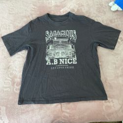 Grey Graphic Shirt With White Text