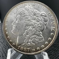 BU 1887-P Morgan Silver Dollar Choice BU w/ Nice Rim Toning