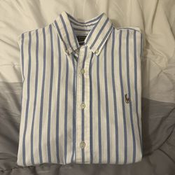 Ralph Lauren Classic Fit Button-Up Shirt – Size M – White/Blue Striped – Excellent Condition