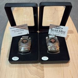 Two Custom Malcolm DeMille Money Clips - Sterling Silver, In Original Boxes