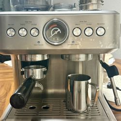 Chefman Crema Supreme Espresso Machine with Conical Burr Grinder and Steam Wand – Stainless Steel