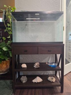 Fish Tank with table, 25-30 gal, black trimming