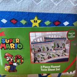 Twin Super Mario Flannel Sheet Set