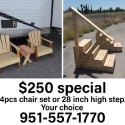 patio chairs and steps