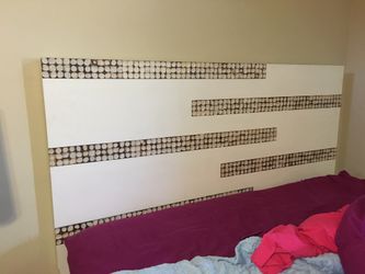 Solid Wood Modern Beachy Coastal King Size Head Board and Nightstand