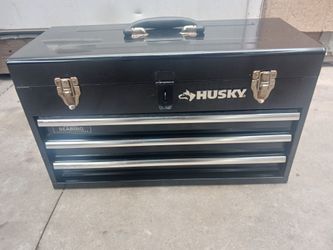 Husky 20 inch 3-Drawer metal portable tool box with tray