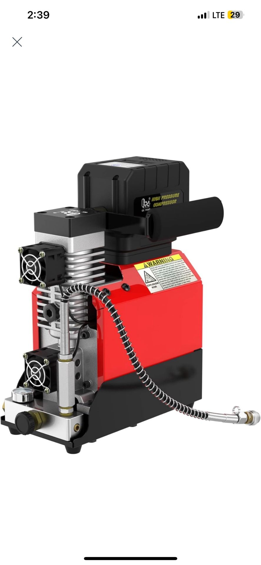 Sale! E-L2 Portable 18V Cordless PCP Air Compressor,4500Psi/300Bar, Oil-Free