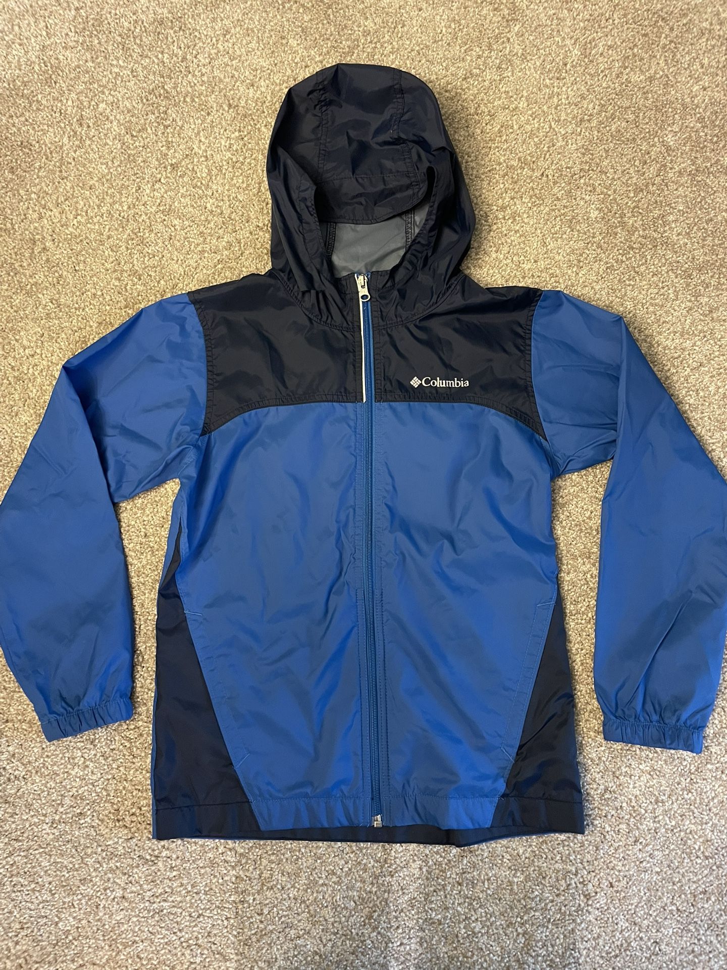 Columbia Youth Windbreaker Jacket Size M 10/12 Navy Blue