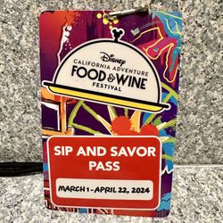 Disney California Adventure Food And Wine Festival Sip Savor Pass Lanyard 2024