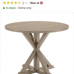Rome + Oak Spier 40" Modern Farmhouse Pedestal Dining Table, Rustic Beige
