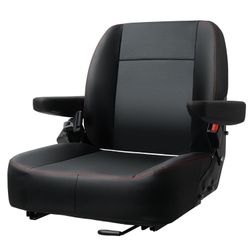 Universal Forklift Seat,Riding Lawn Mower Seat with Armrest,Tractor Seat with Micro Switch and Safety Belt,Storage Pouch on The Back for Mower Excavat