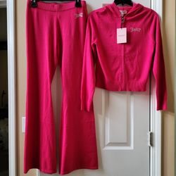Juicy Couture Knit Tracksuit Hoodie/Sweater & Pants Vixen Pink Size M