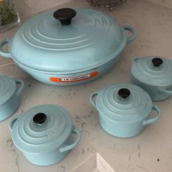 Le Creuset braiser And Mini Pots Sky blue