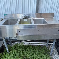 Stainless Steel Three Compartment Bar Sink
