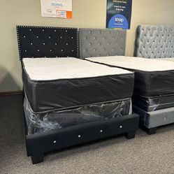 TWIN BEDS FOR SALE/COMPLETE BED FRAME WITH NEW MATTRESS SET/FAST DELIVERY 