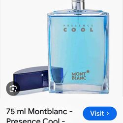 Men's Spray on Cologne Presence Cool by Mont Blanc 2.5oz (No Box) Bottle 90% Full, Asking $25 Price is Firm 