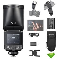 Godox V1 mid C V1midC TTL Flash for Canon, Touchscreen Round Head mini Flash, 1.7s Recycle Time, Approx. 650 Full Power Flashes, 2W LED Modeling Lamp,
