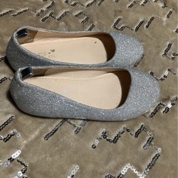 Lil Girl Silver Slippers Size 12