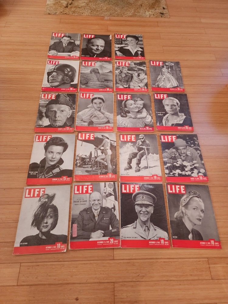 39 Mostly 1940's Life Magazines