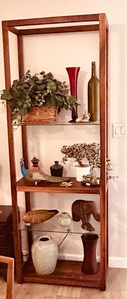 VTG Mid Century Modern Teak Etagere Display Shelf Bookcase 82” tall