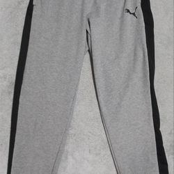 Men's Size Large Puma Pants Running Workout Casual Grey Black Newer Condition 