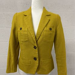 Banana Republic Linen Lined Mustard Blazer 