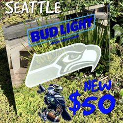 Seattle Seahawks Bud Light NFL Beer Bar Mirror New