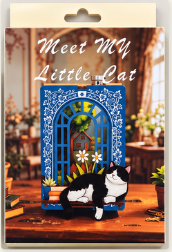 Meet My Little Cat DIY Wooden Magnetic Miniature Kit with Light