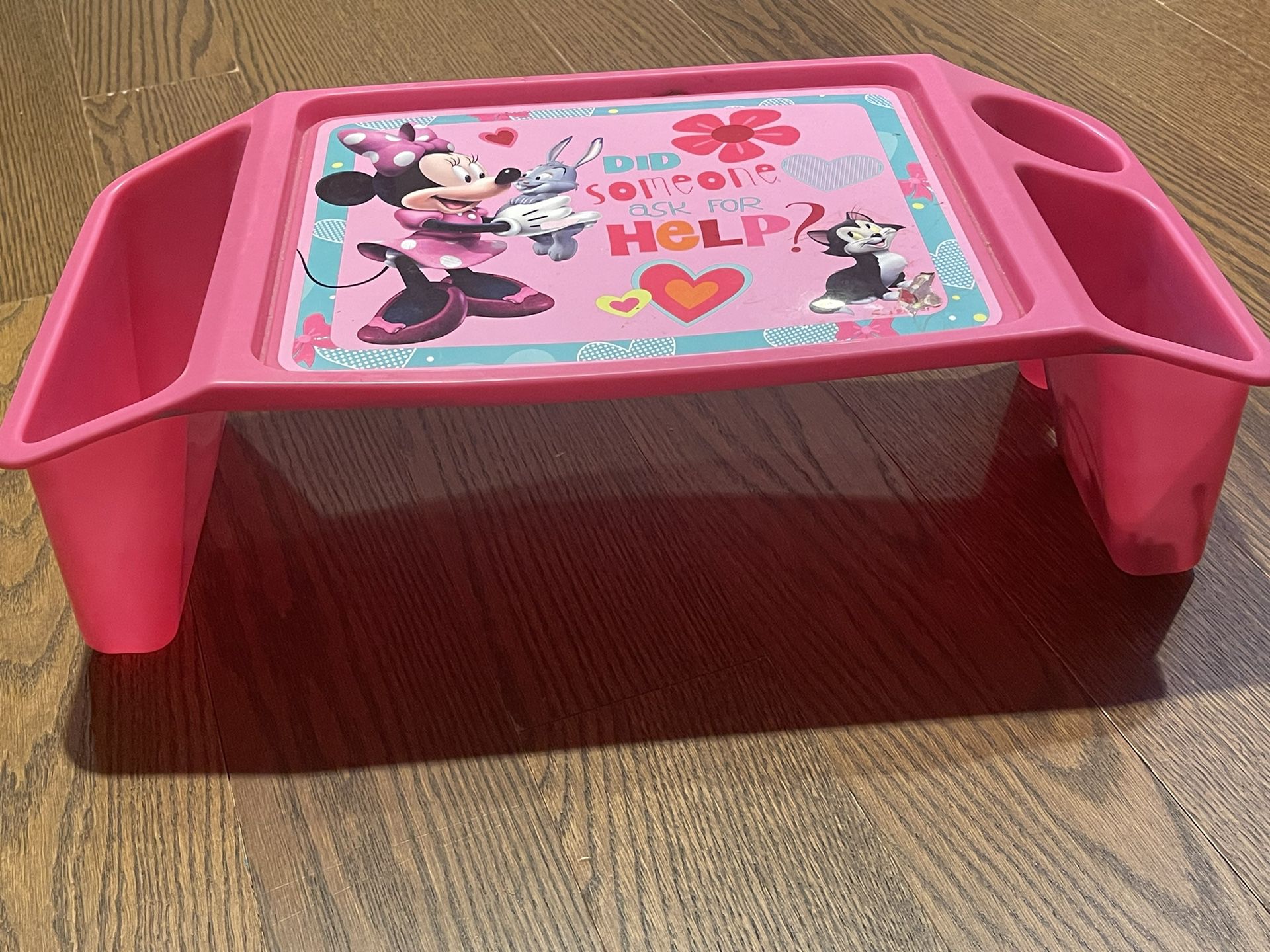 Pink Minnie Mouse Lap Desk Tray with storage pockets