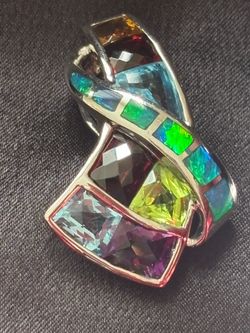 Rainbow Collection, Multi-Color Natural Gemstones in 18K Gold pendant