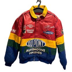 NASCAR Jacket XXL Vintage Jeff Hamilton DuPont Leather Coat 2XL