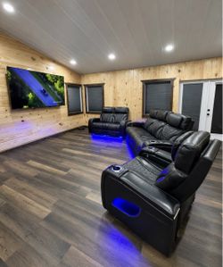BLACK LEATHER SOFA & LOVESEAT 🛋️ RECLINER, LED’s, BLUETOOTH