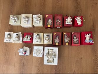 Lenox Annual Santa Clause, Snowman And More Ornaments Lot Of 19