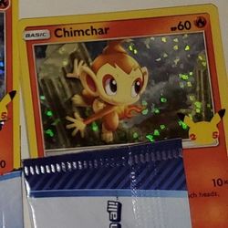 5.00 Pokemon McDonald's 25th Anniversary Holo Chimchar with 3 Regular Cards